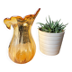 Orange bubbled glass vase