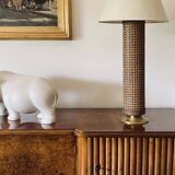Hollywood regency brass and Vienna straw lamp base, Italy 1970's