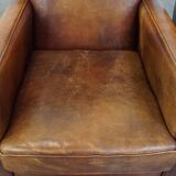Set of 2 Sheepskin Leather Art Deco Design Armchairs