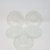 5 Small Transparent Frosted Glass Plates Vintage Floral Decor Kig Indo