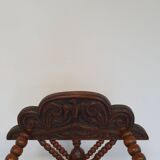 Dutch triangular turned wood corner chair rush seat knitting armchair