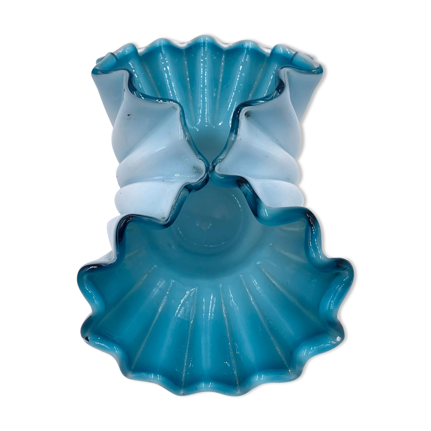 Empty pocket cut opaline turquoise lace vintage