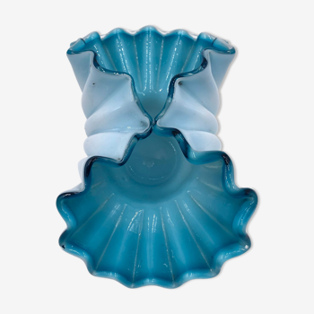 Vide poche coupe opaline dentelle turquoise vintage