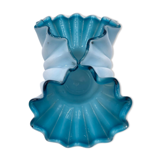 Vide poche coupe opaline dentelle turquoise vintage