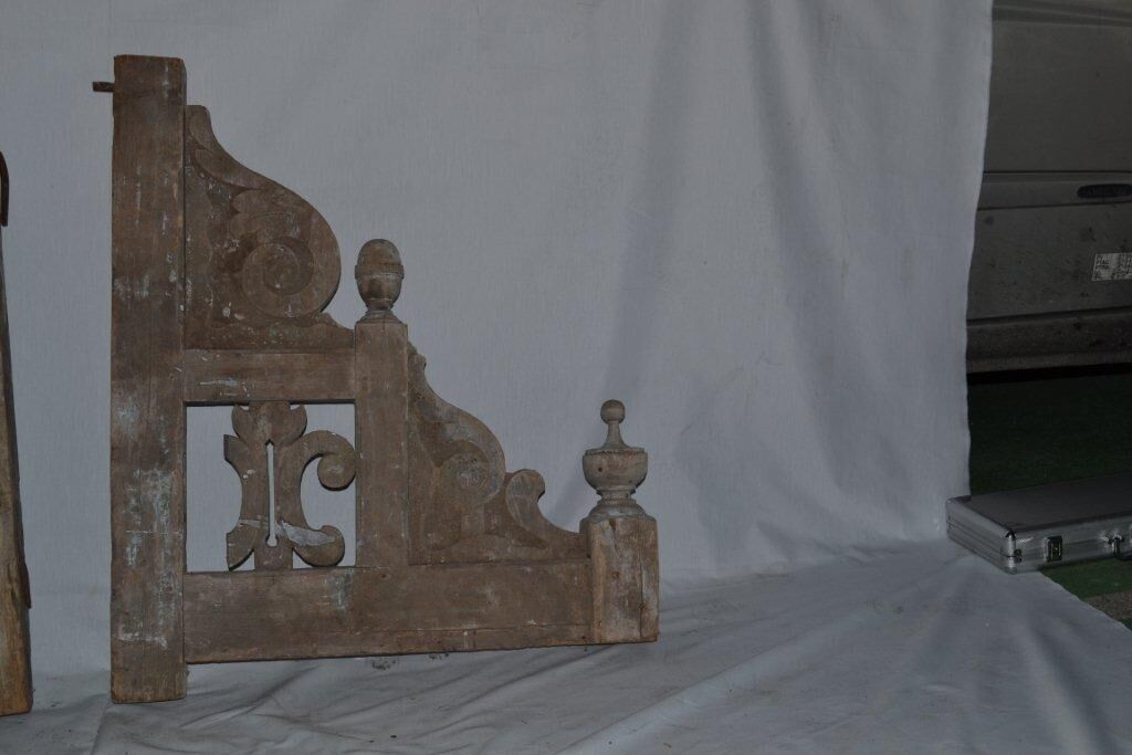 Two parts of railings, kind of crows from the 19th century. century carved wood