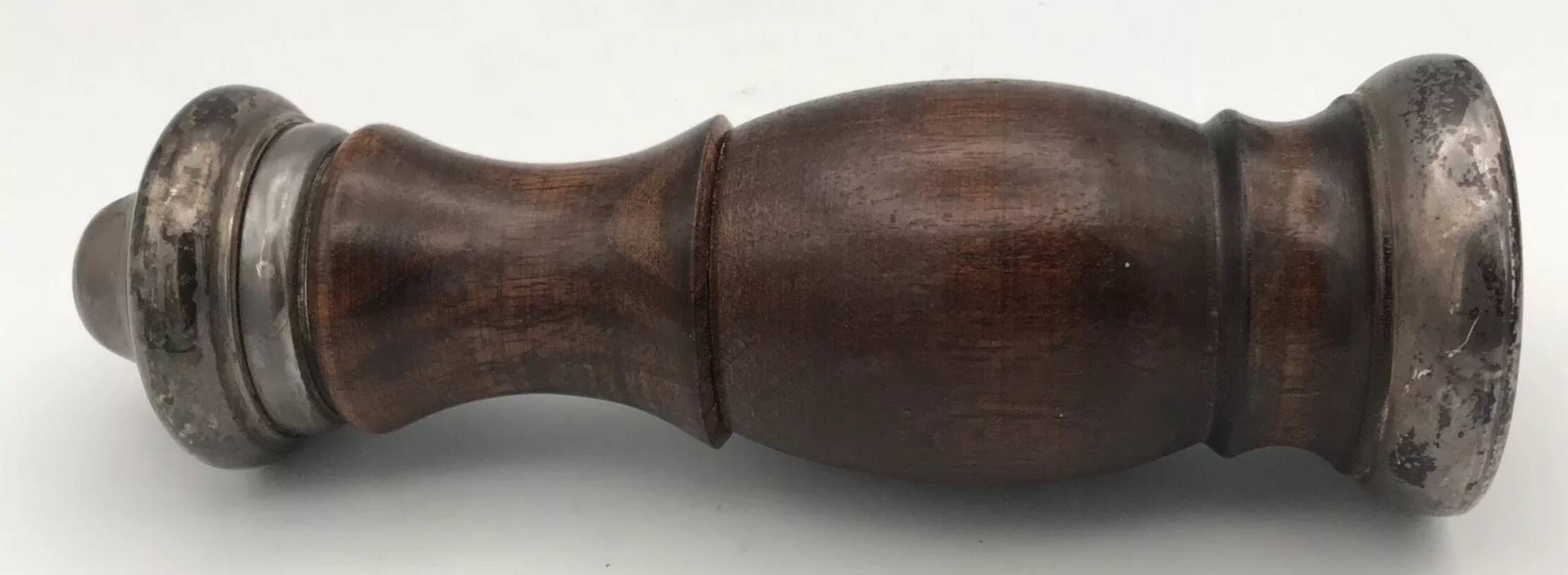 Vintage pepper mill in wood and silver, fisher silversmith 1937, italy
