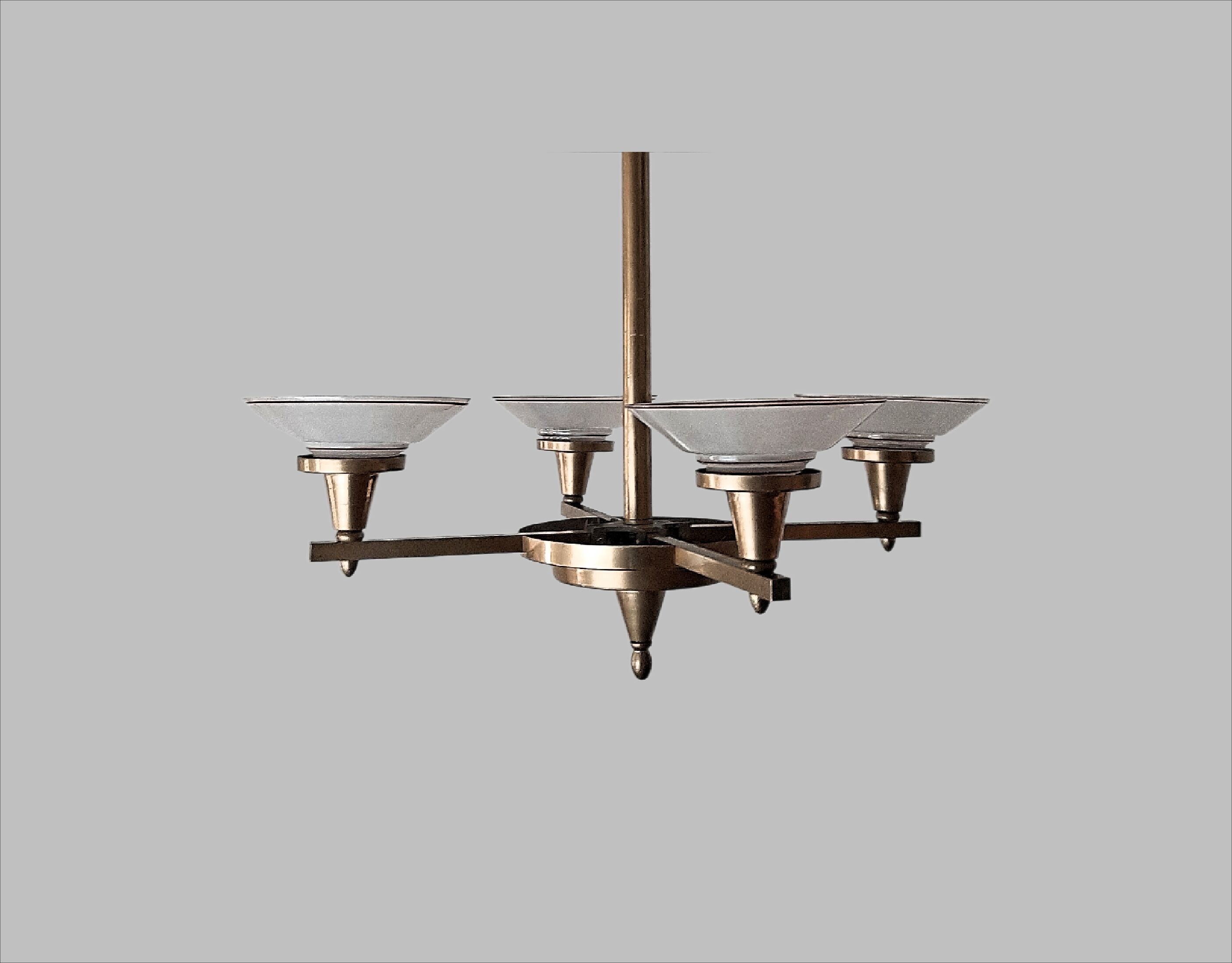 Chandelier Art Deco geometric shape, vintage c 1935