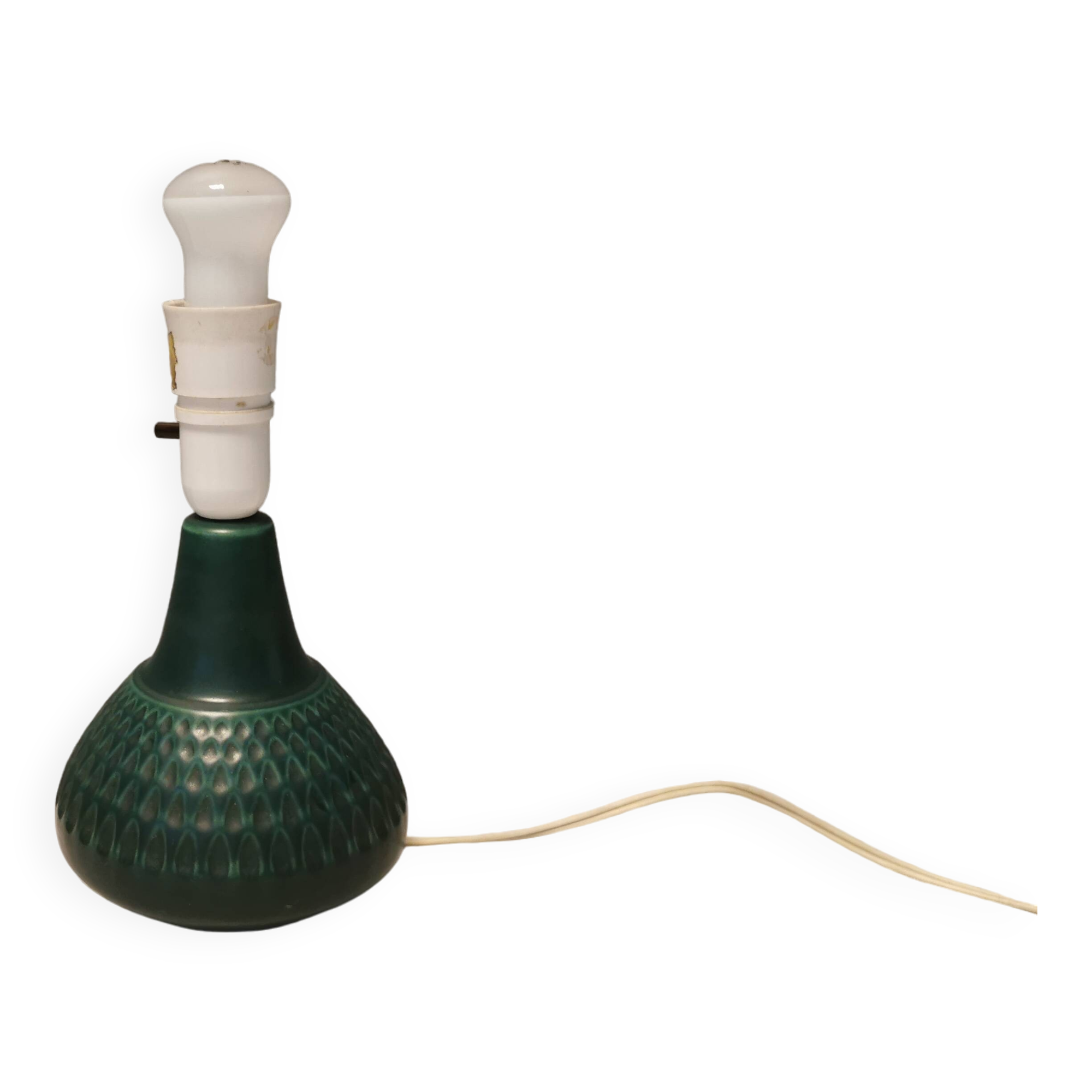 Beautiful table lamp in green/blue ceramic, Danish from the 1970s.