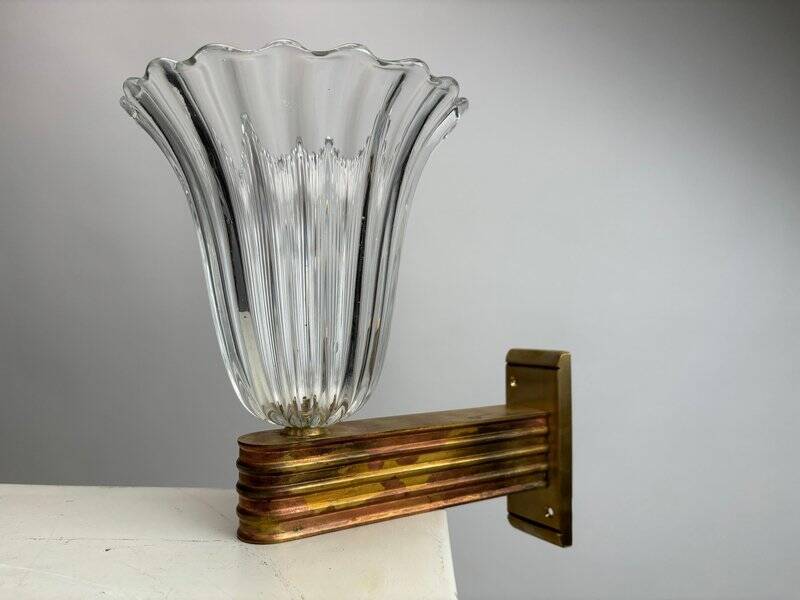 Murano Glass Wall Lamps attributed to Ercole Barovier, Italy, 1940s, Set of 4