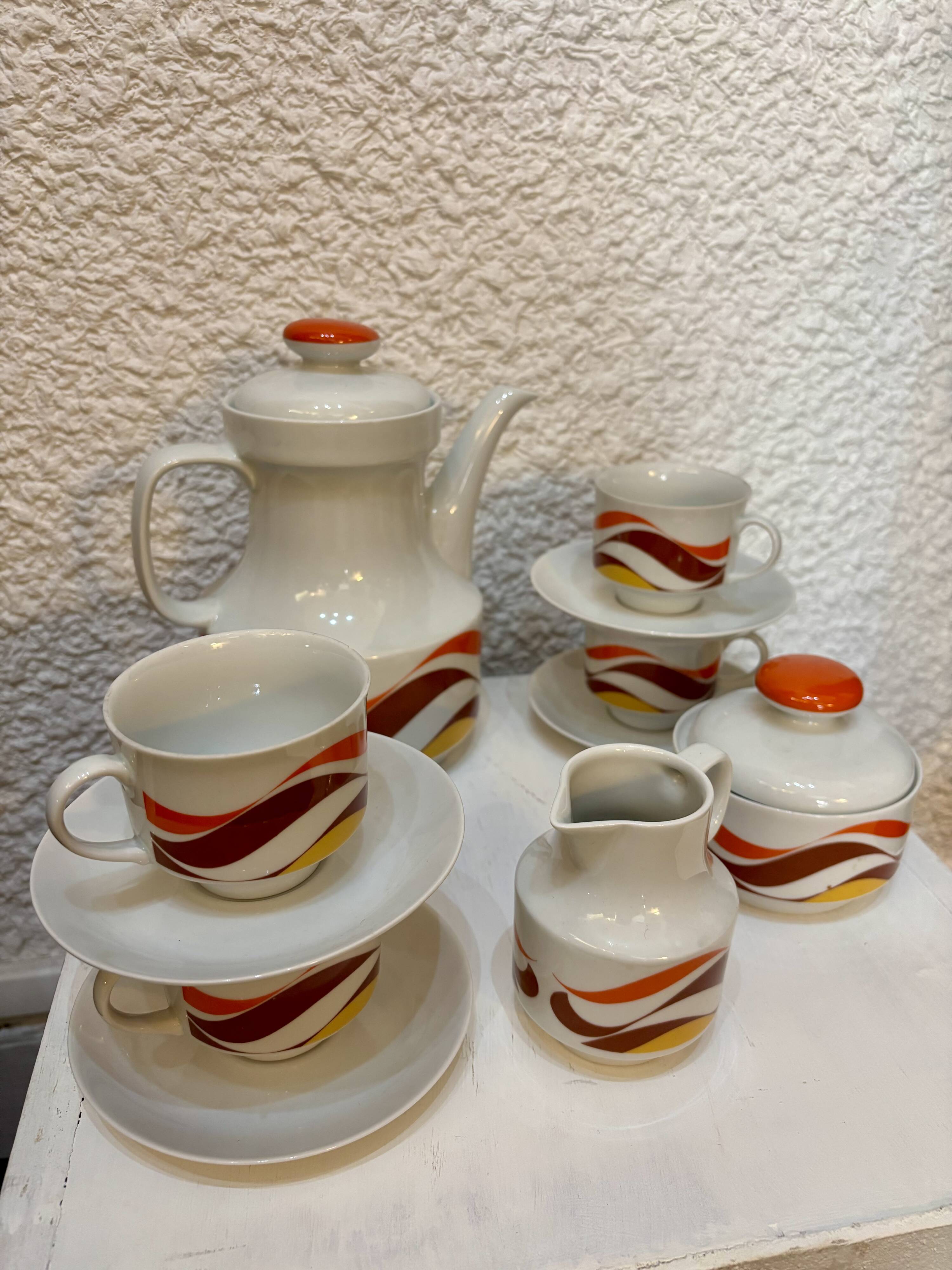 Vintage orange coffee set 1970 Winterling