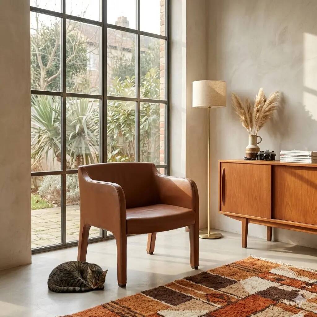 Busnelli System vintage armchair in leather, foam, 2000s design