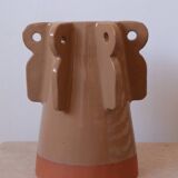 Handmade beige sculptural ceramic vase