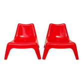 Children's armchair pair BUNSÖ – IKEA – Thomas Sandell – red