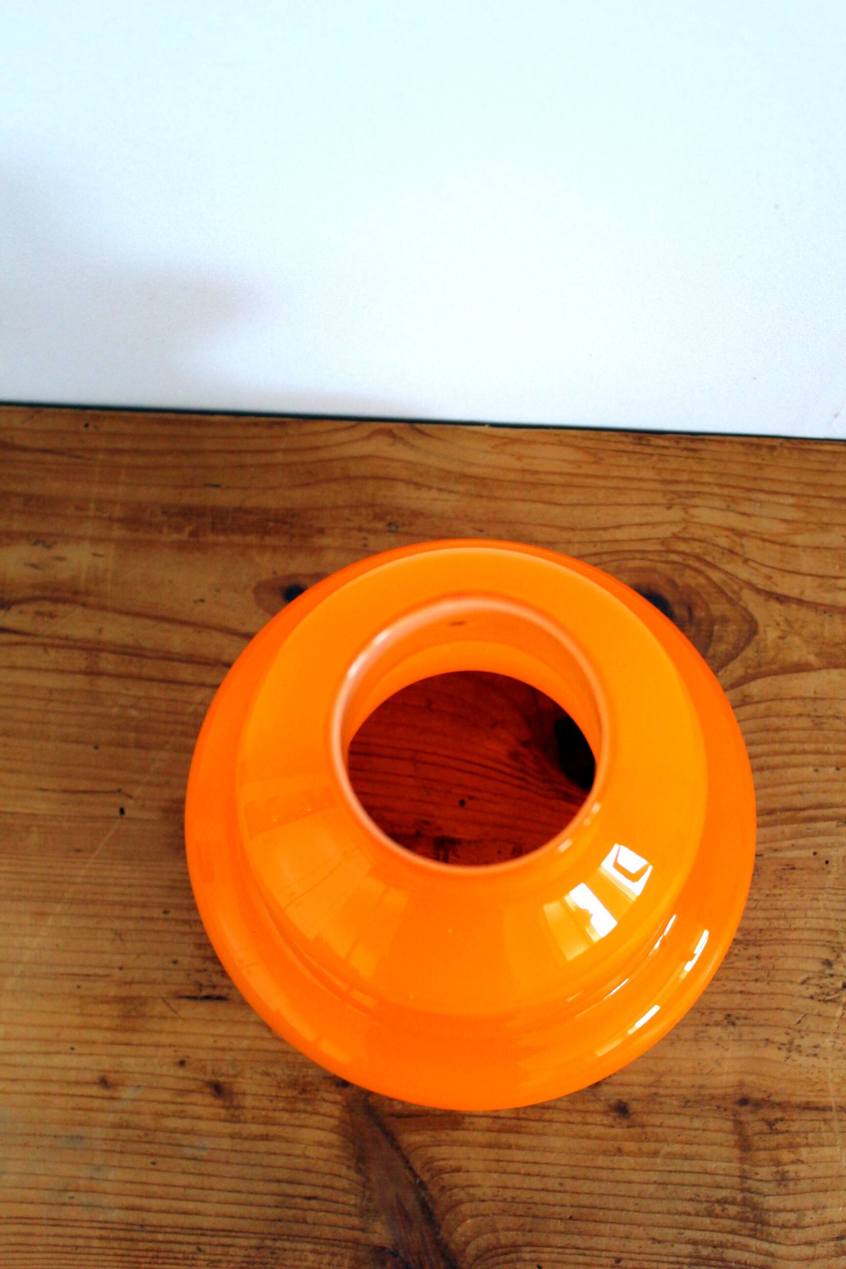 Vintage space age opaline orange pendant light 70s
