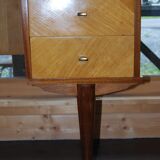 Office, Scandinavian slope secretary, satin wood and teak plating.