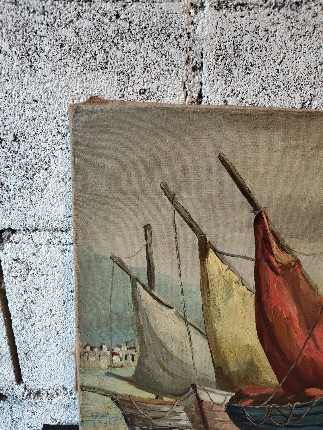 Oil on canvas of a Mediterranean seascape signed MG – 1950s/70s