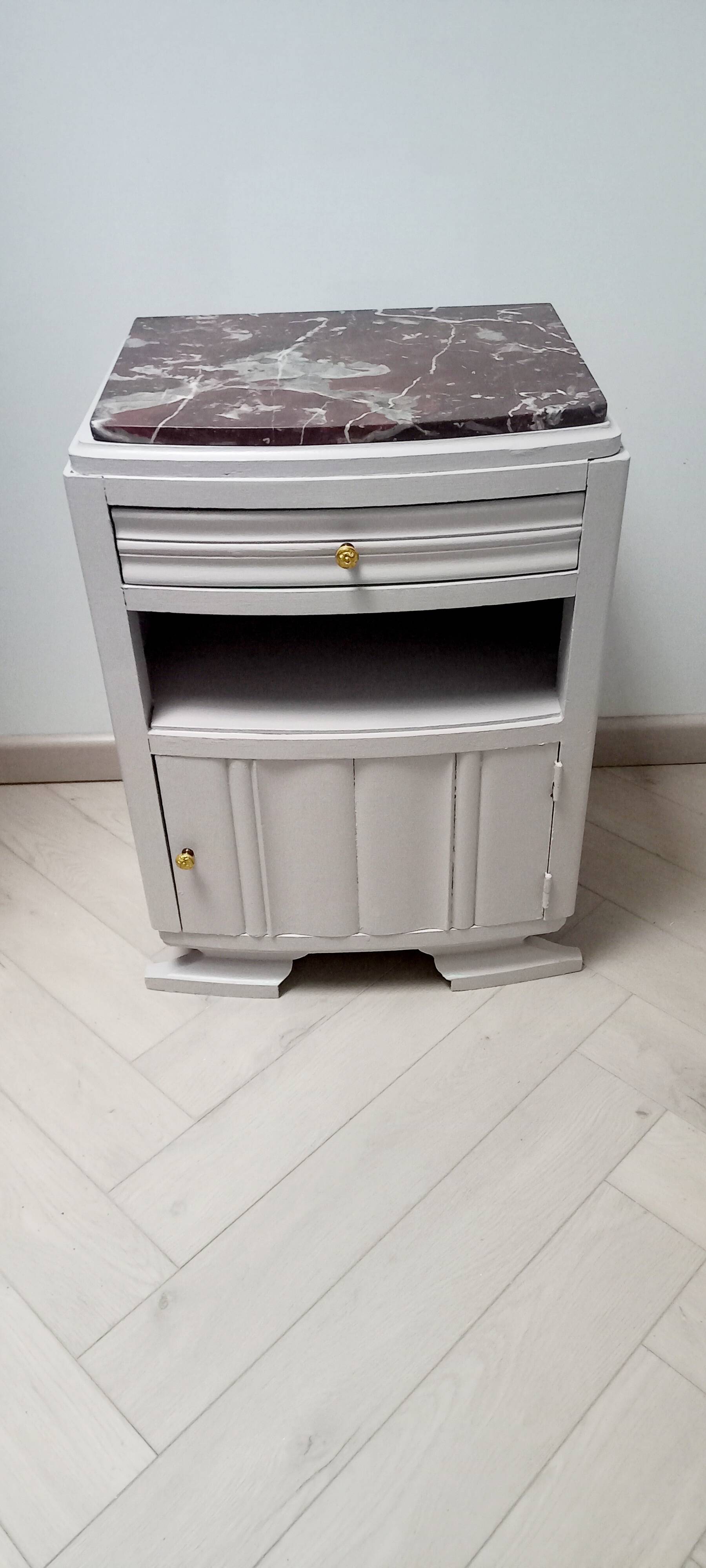 Art Deco bedside table with marble