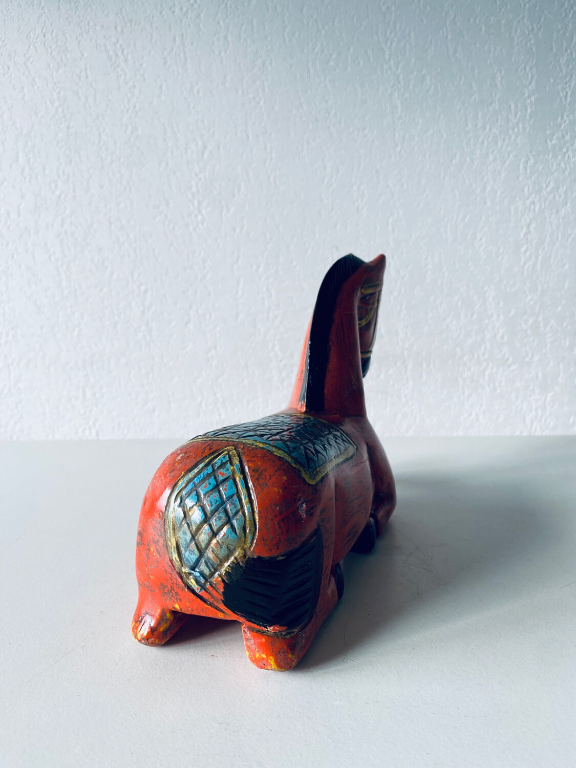 Hand painted carved wooden horse