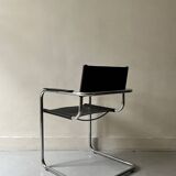 Chrome and black leather armchair