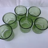 6 vintage green glasses