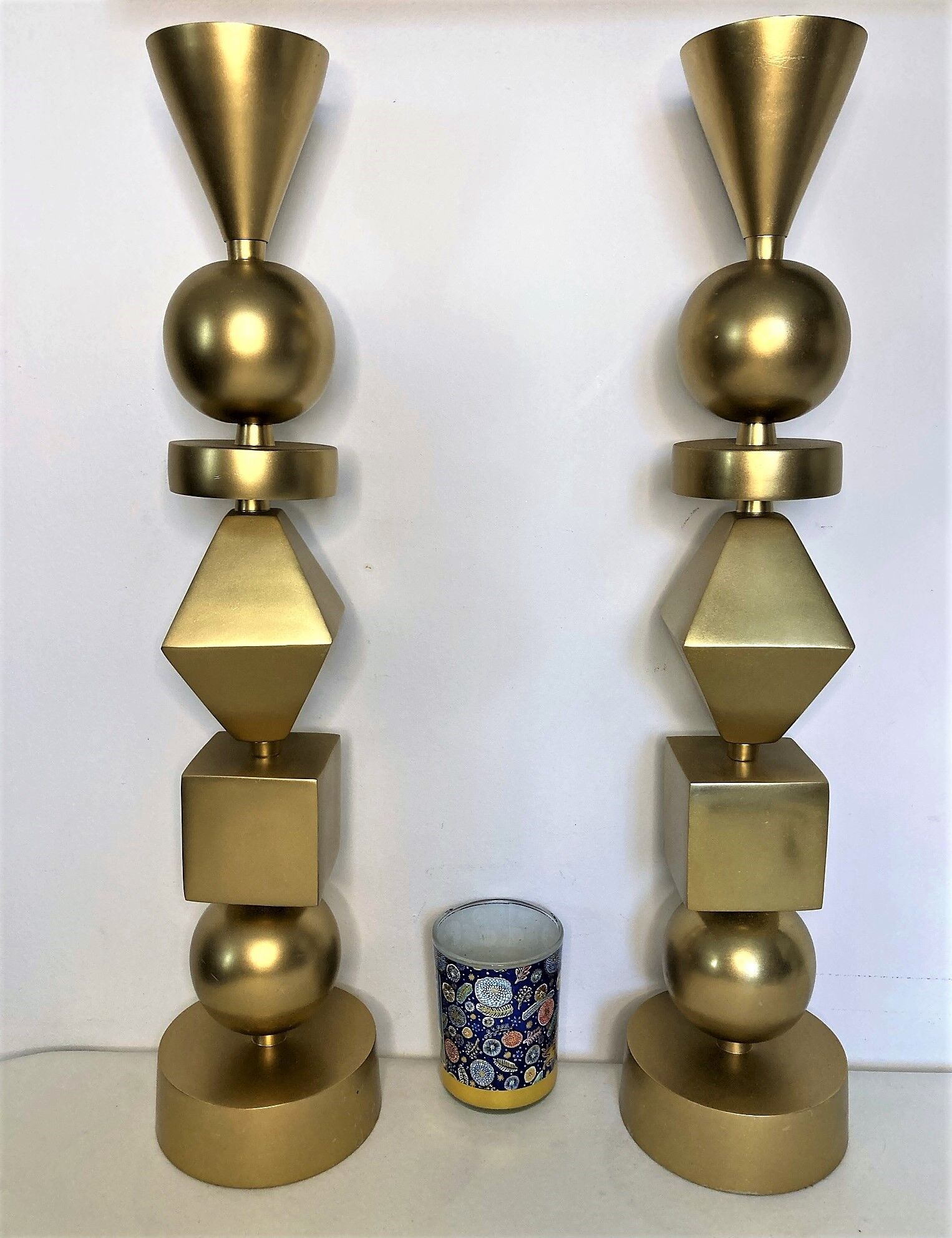 Design pair of torches geometric décor around 1970