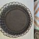Vintage black rattan flower mirror