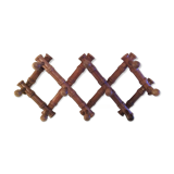 Ten-headed wooden accordion coat rack / vintage 60s-70s
