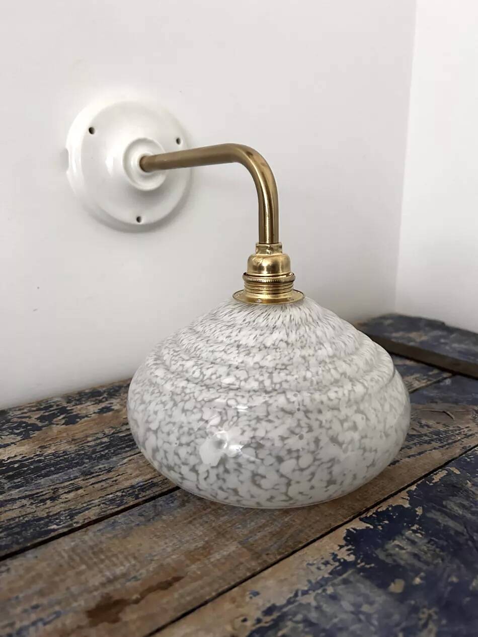 White speckled Clichy glass wall light