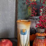 Vintage enameled stoneware potter's diabolo vase