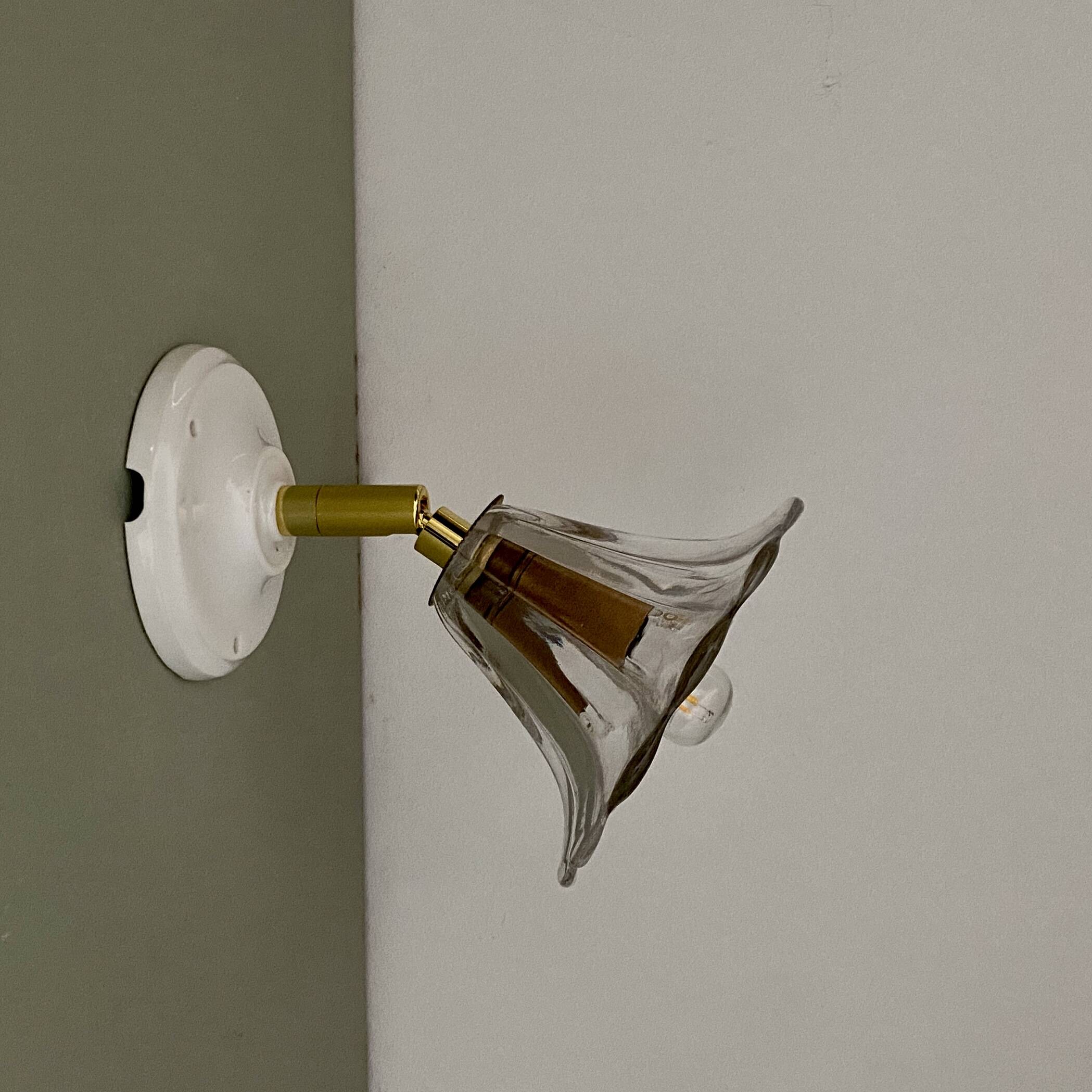 Vintage glass tulip wall light