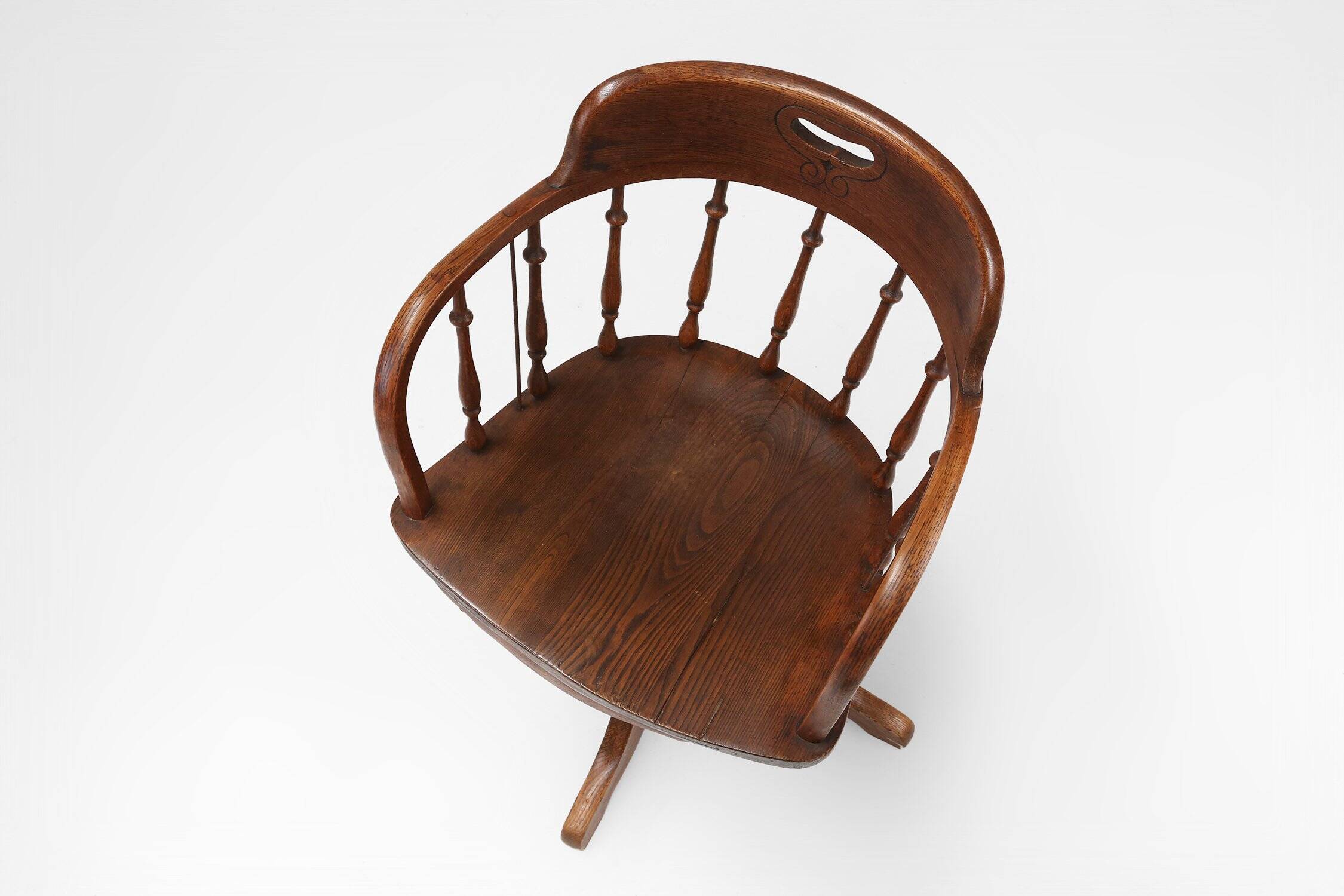 Chaise de bureau capitaine à base pivotante anglaise, Royaume-Uni années 1850