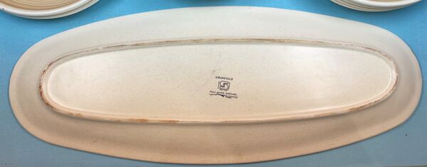 Service à poisson, plat et 10 assiettes Sarreguemines Granville, vintage