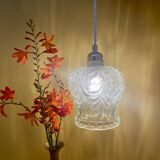 Vintage molded glass globe pendant light