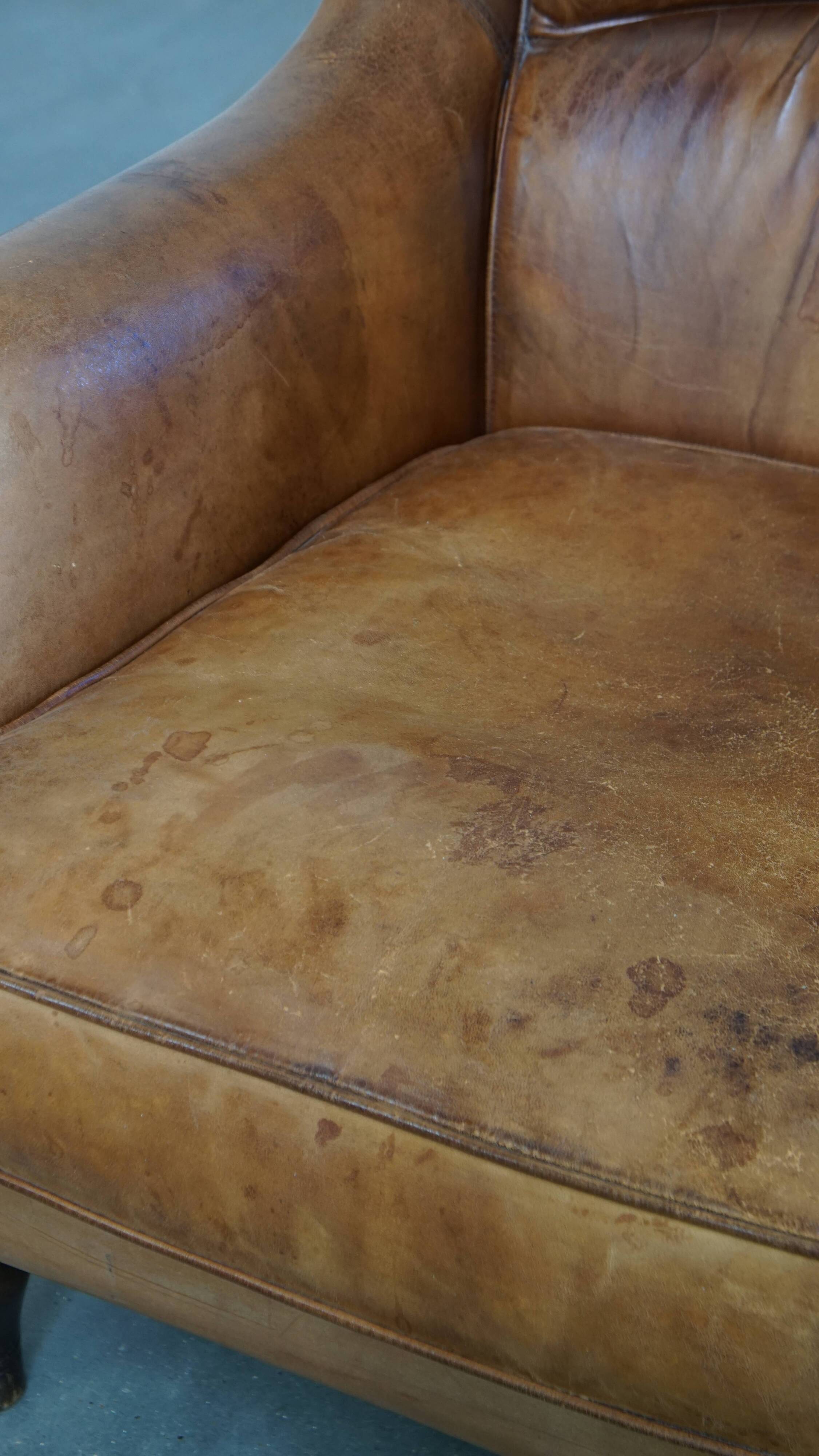 Vintage Armchair Made of Sheepskin Leather