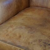 Vintage Armchair Made of Sheepskin Leather