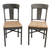 Pair of industrial workshop chairs, vintage design, 50s and 60s