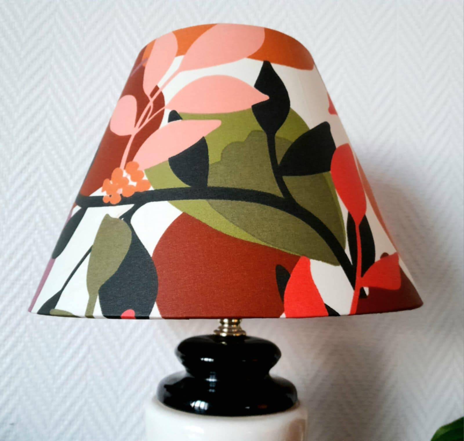Vintage ceramic lamp with fruit lampshade