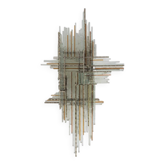 Vintage 70s Brutalist wall lamp design Albano Poli for Poliarte