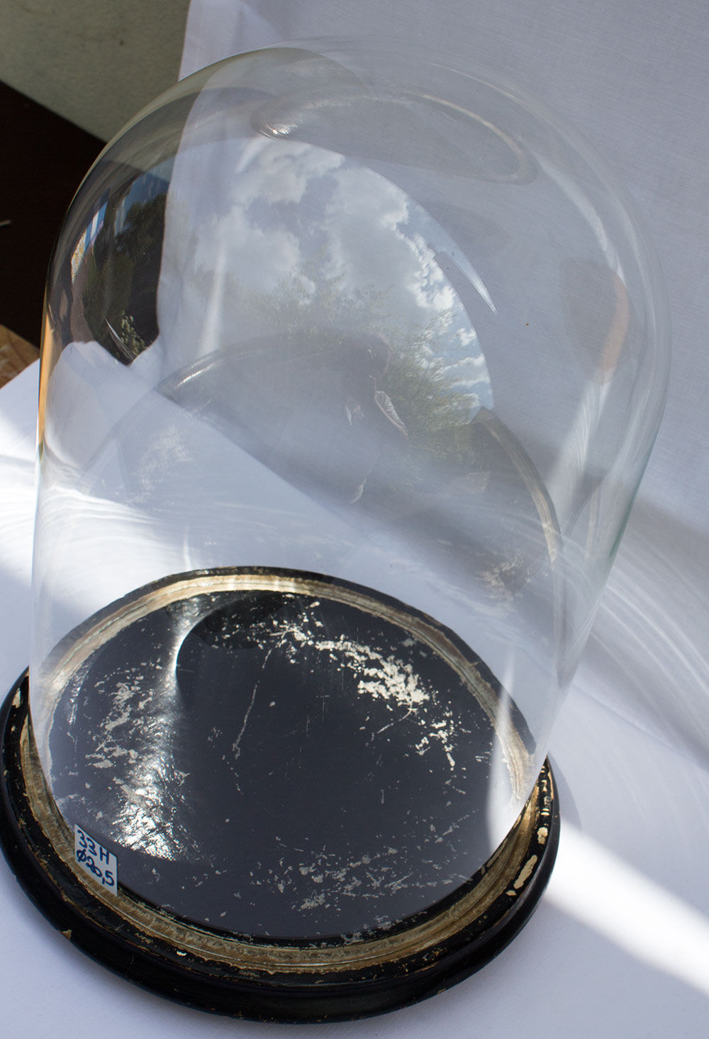 Ancient round glass globe 33 cm high