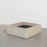 Vintage leather coffee table with plant stand, 1970s