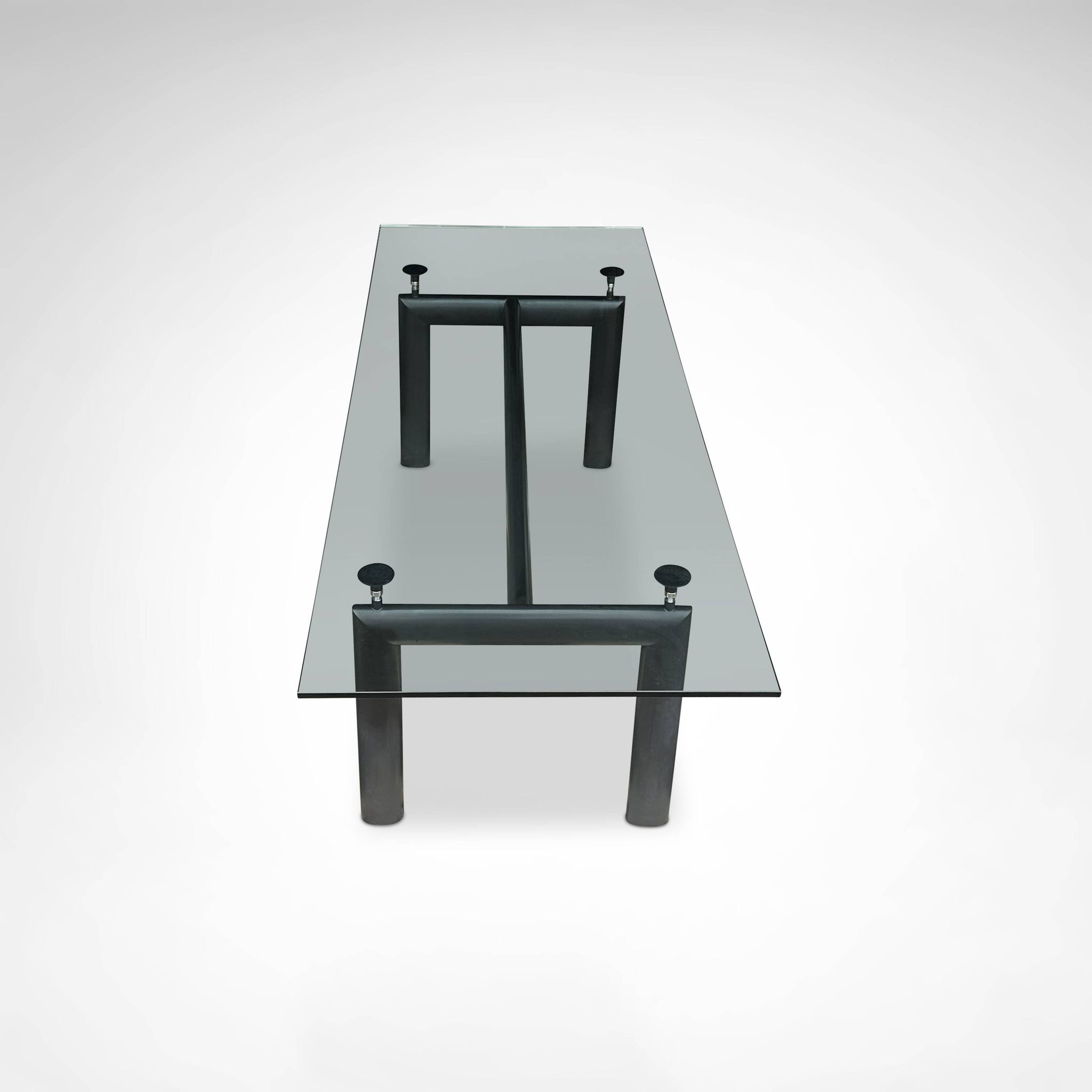 LC6 glass and metal dining table by Le Corbusier et al. for Cassina 1990s