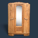Parisian art deco wardrobe solid raw oak 1930