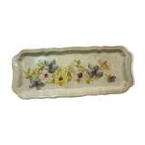 Stoneware cake dish with floral decoration signed