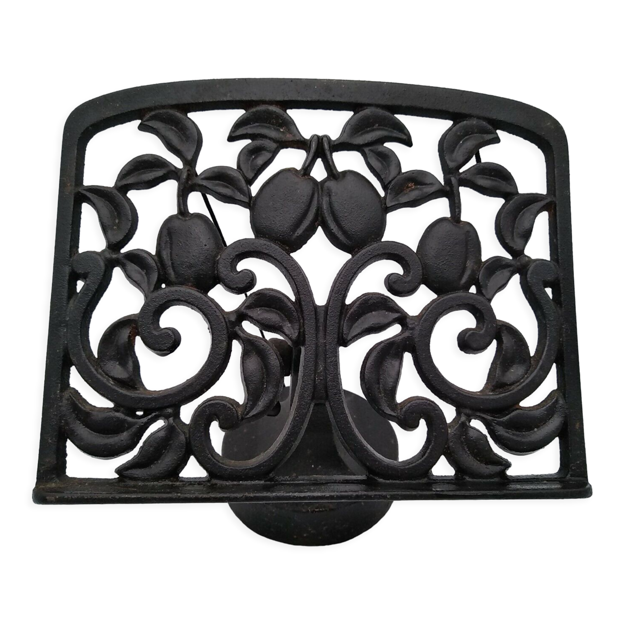 Cast iron lectern or lectrin with fruit decoration.
