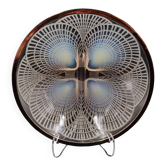Rare Art Deco opalescent glass bowl with geometric shell motif by Lalique