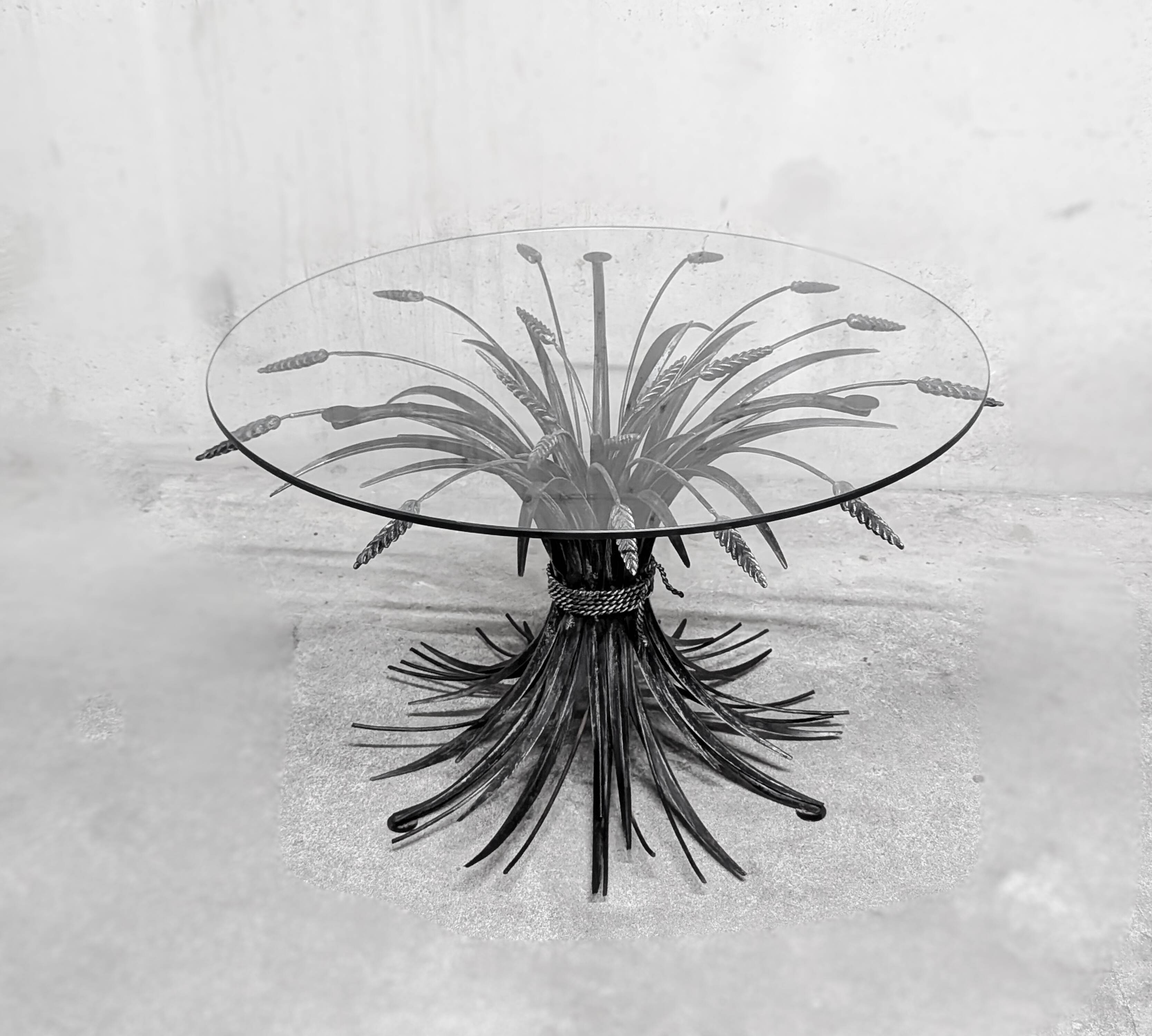 Coffee table with ears of wheat, "Coco Chanel" by Goossens, Circa 1970