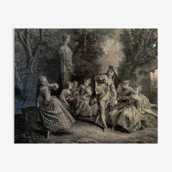 Nicolas Lancret, Le jeu de cache cache, gravure,