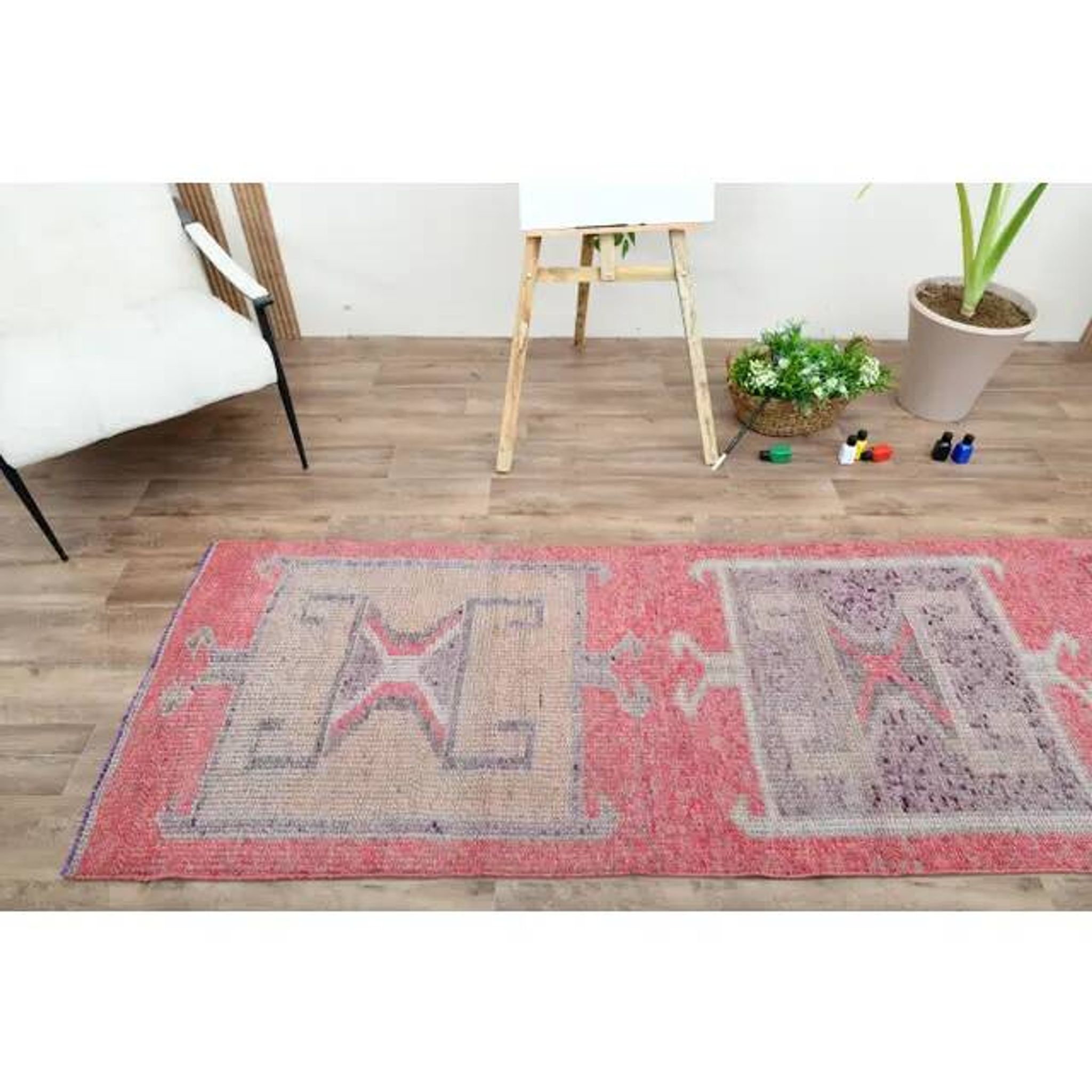 1970s Turkish Oushak Handmade Wool Cotton Brown Area Rug 90x320
