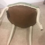 Two Louis XV style chairs, spine and green silk fabrics