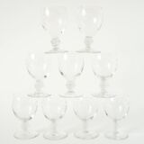 Set of 9 liqueur glasses with engraved crystal stems, Art Nouveau 1910